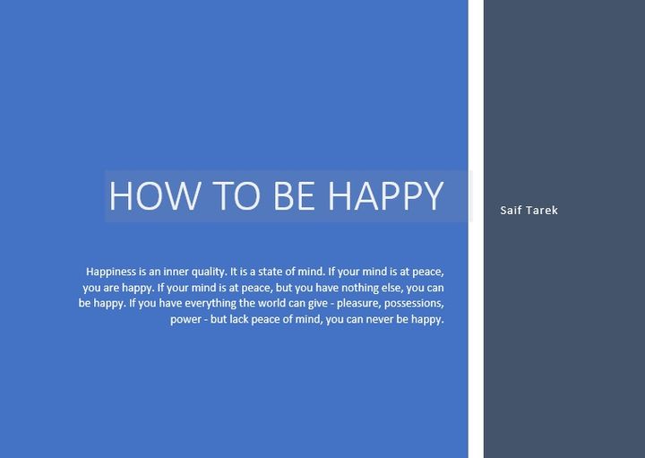 How to be Happy