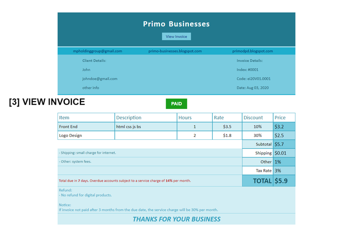 Simple Personal Invoices Management Web Application